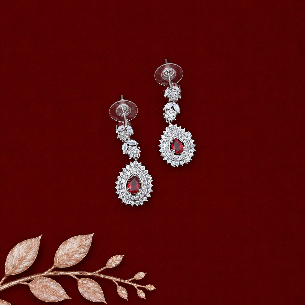 Ruby Silver Cascade AD Neckset