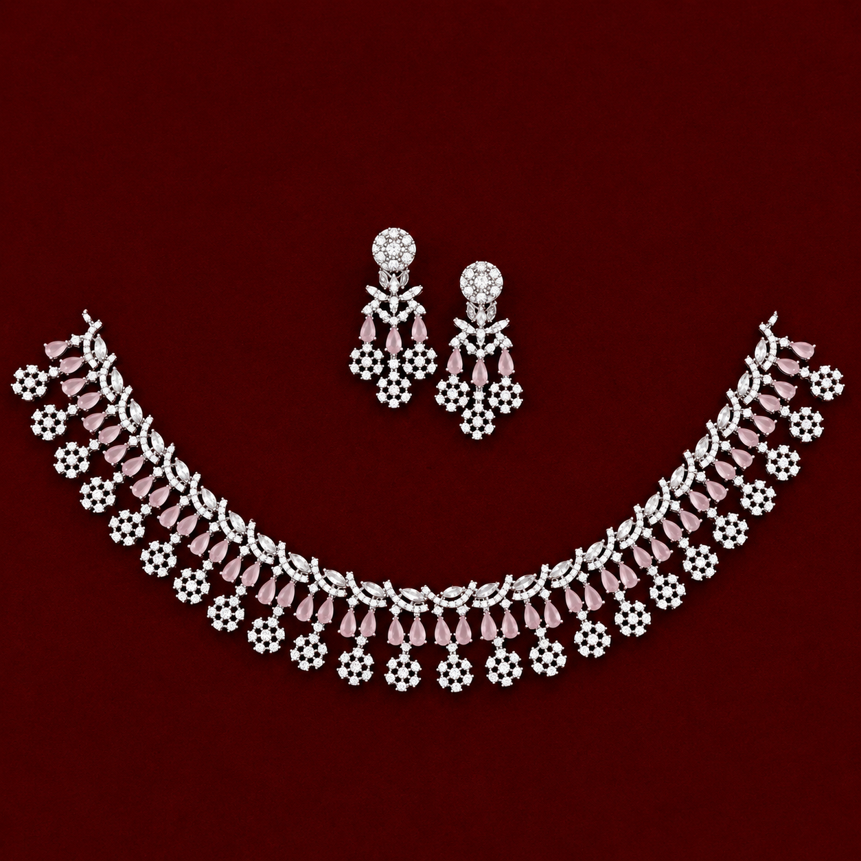 Pink Pastel Flora Zircon Neckpiece