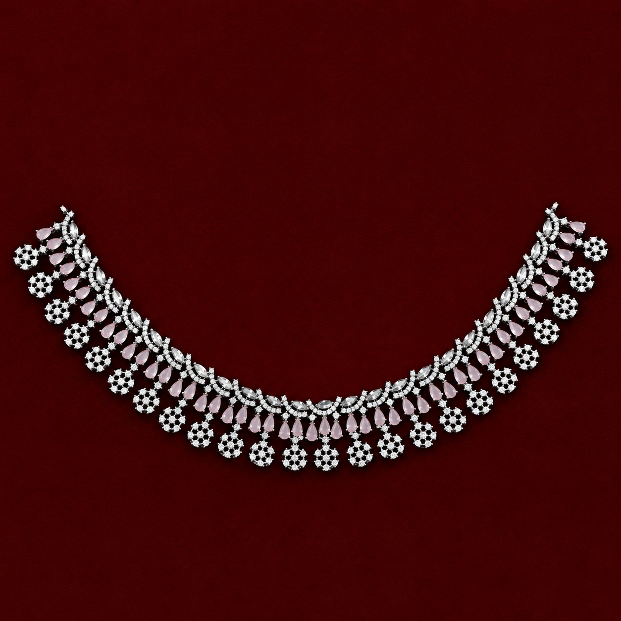 Pink Pastel Flora Zircon Neckpiece