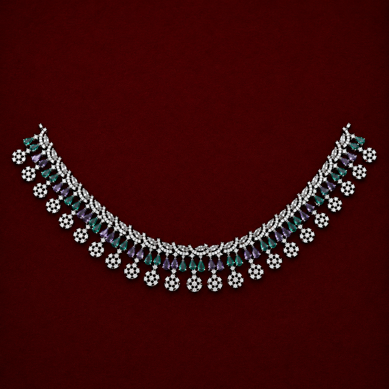 Purple Pastel Flora Zircon Neckpiece