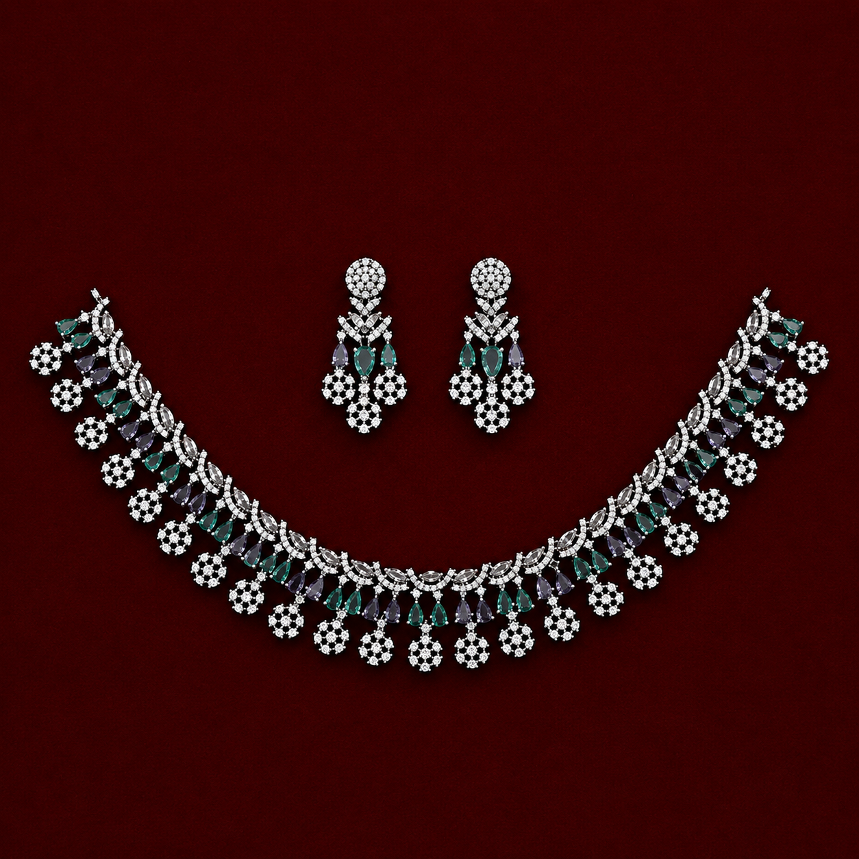 Purple Pastel Flora Zircon Neckpiece