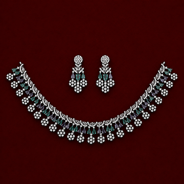 Purple Pastel Flora Zircon Neckpiece
