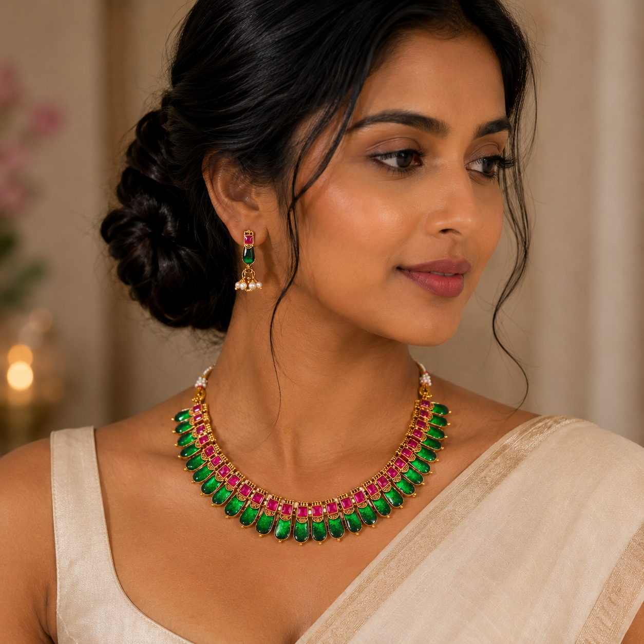 Emerald Ruby Collar Set