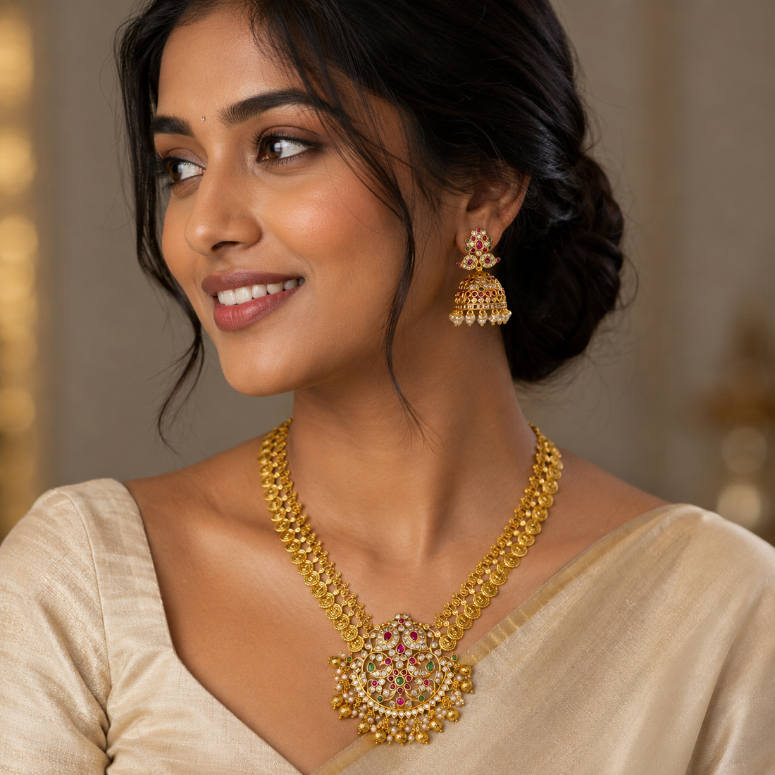 Lakshmi Coin Long Necklace Set