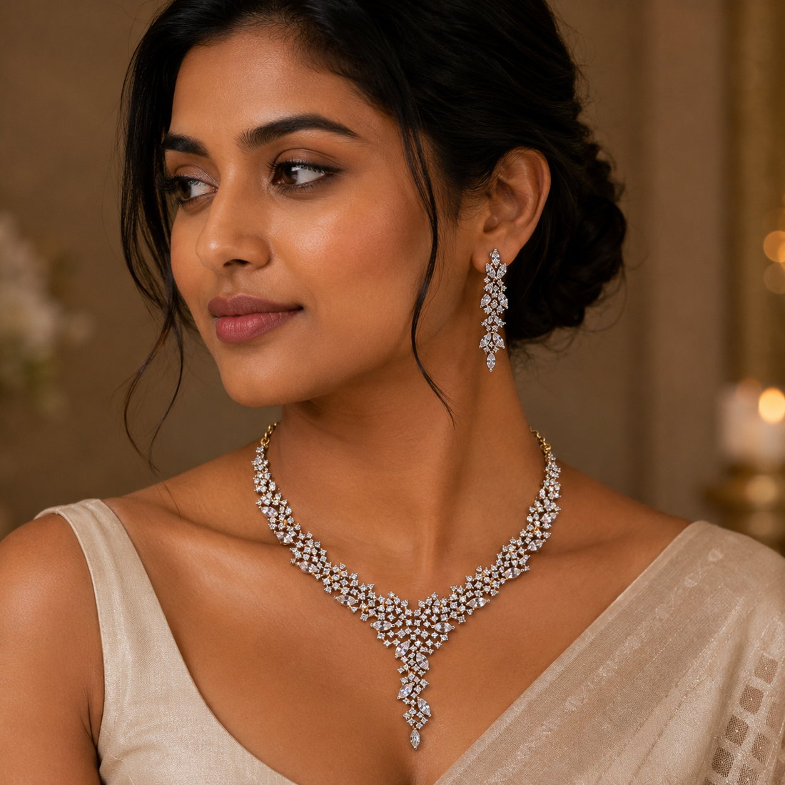Celestial Diamond V-Line Necklace Set