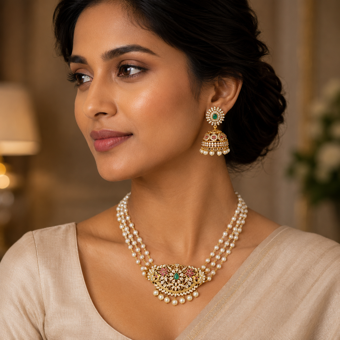 Peacock Pearl Choker