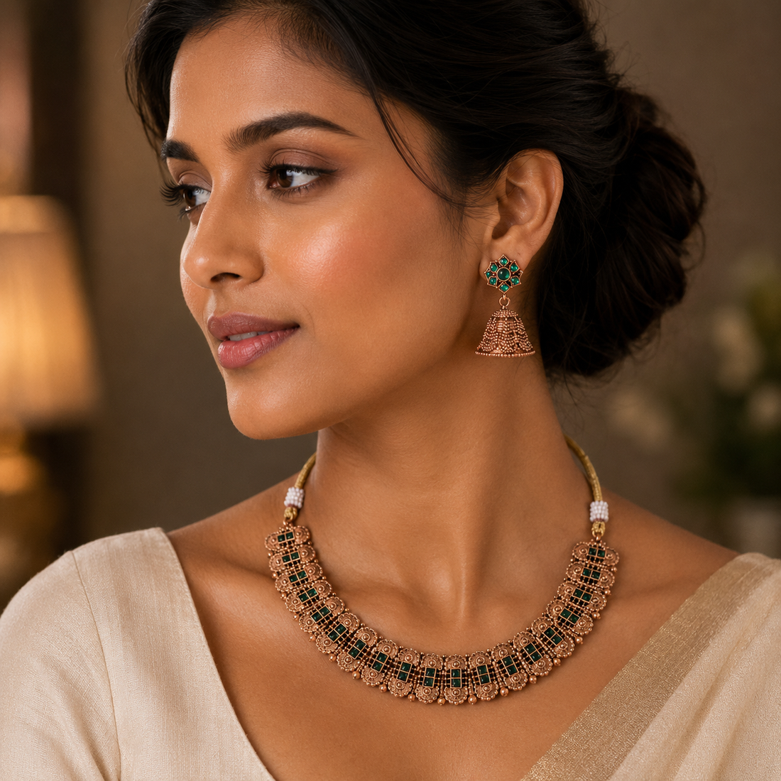 Emerald Floral Necklace