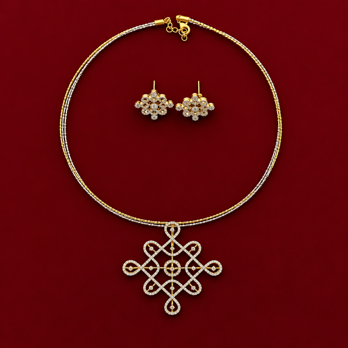 Infinity Knot CZ Pendant Set