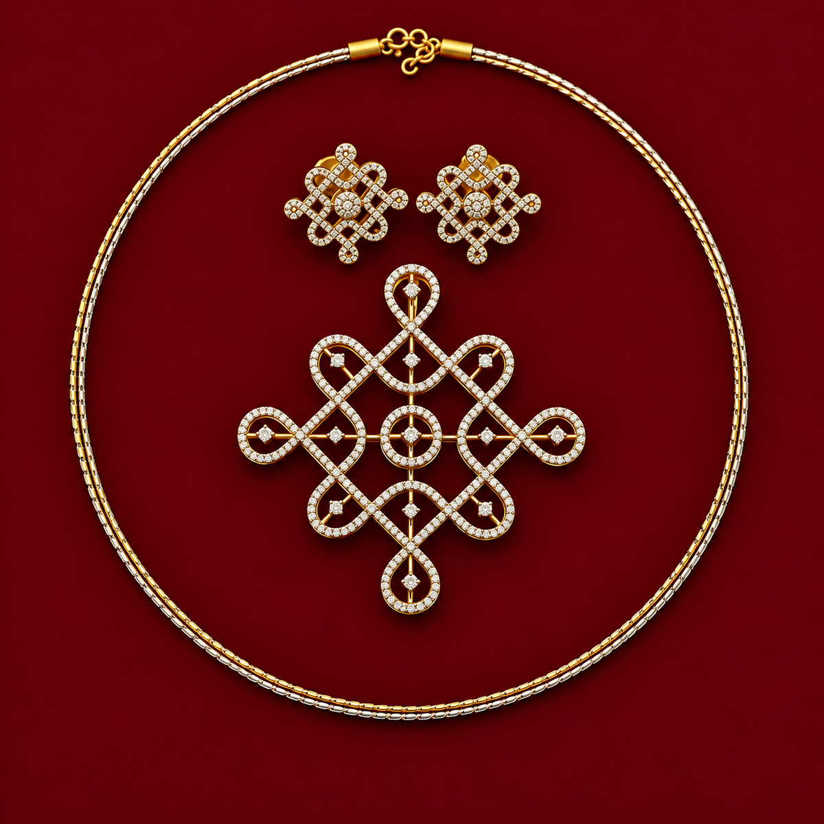 Infinity Knot CZ Pendant Set