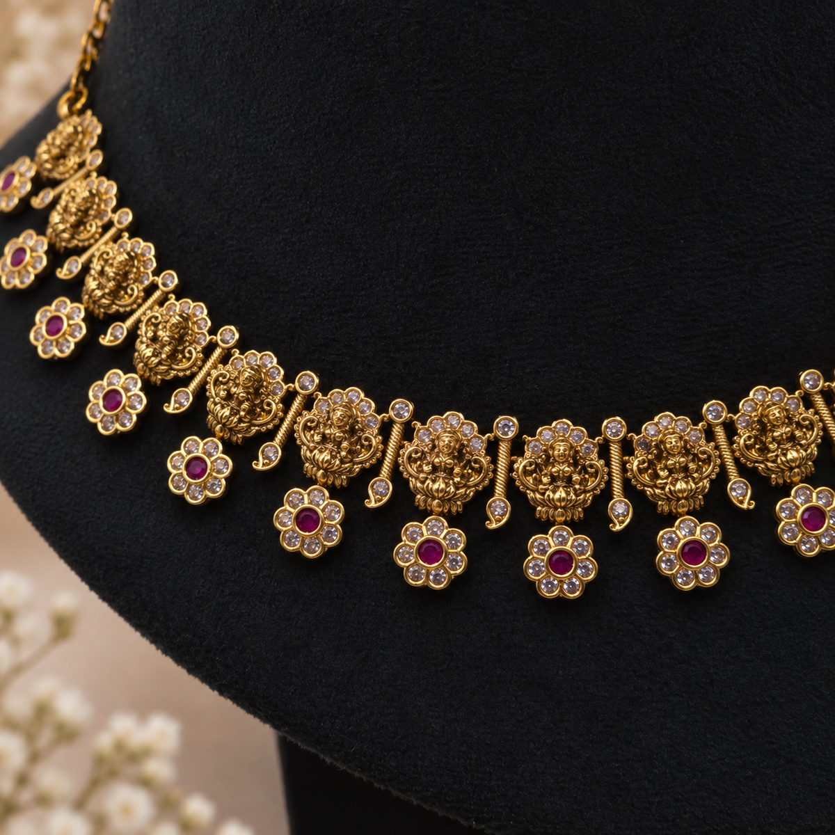 Temple Floral Necklace Set