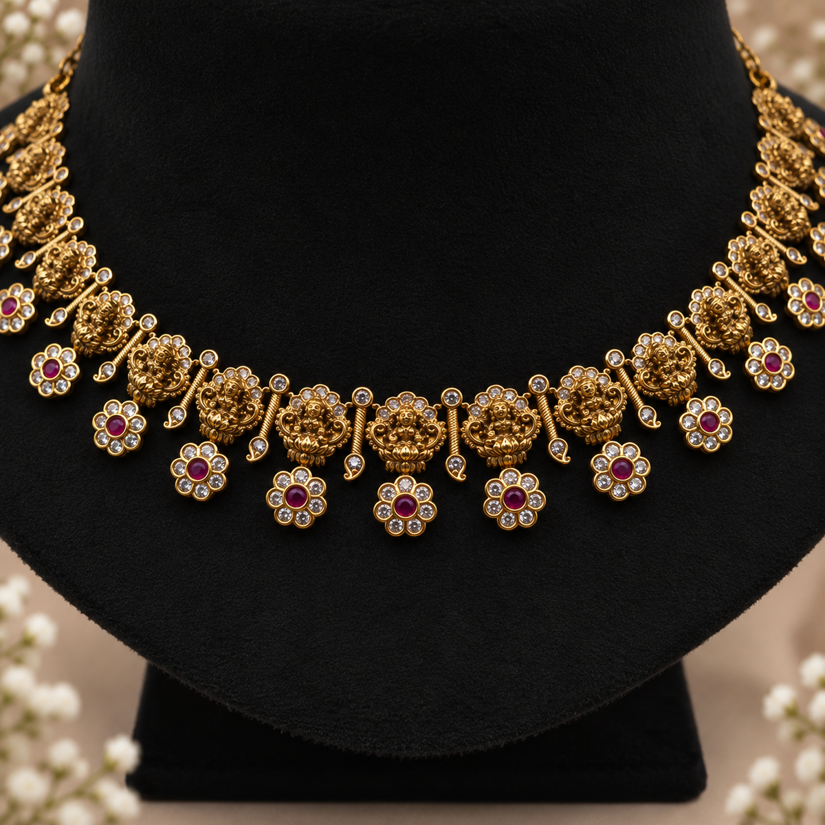 Temple Floral Necklace Set