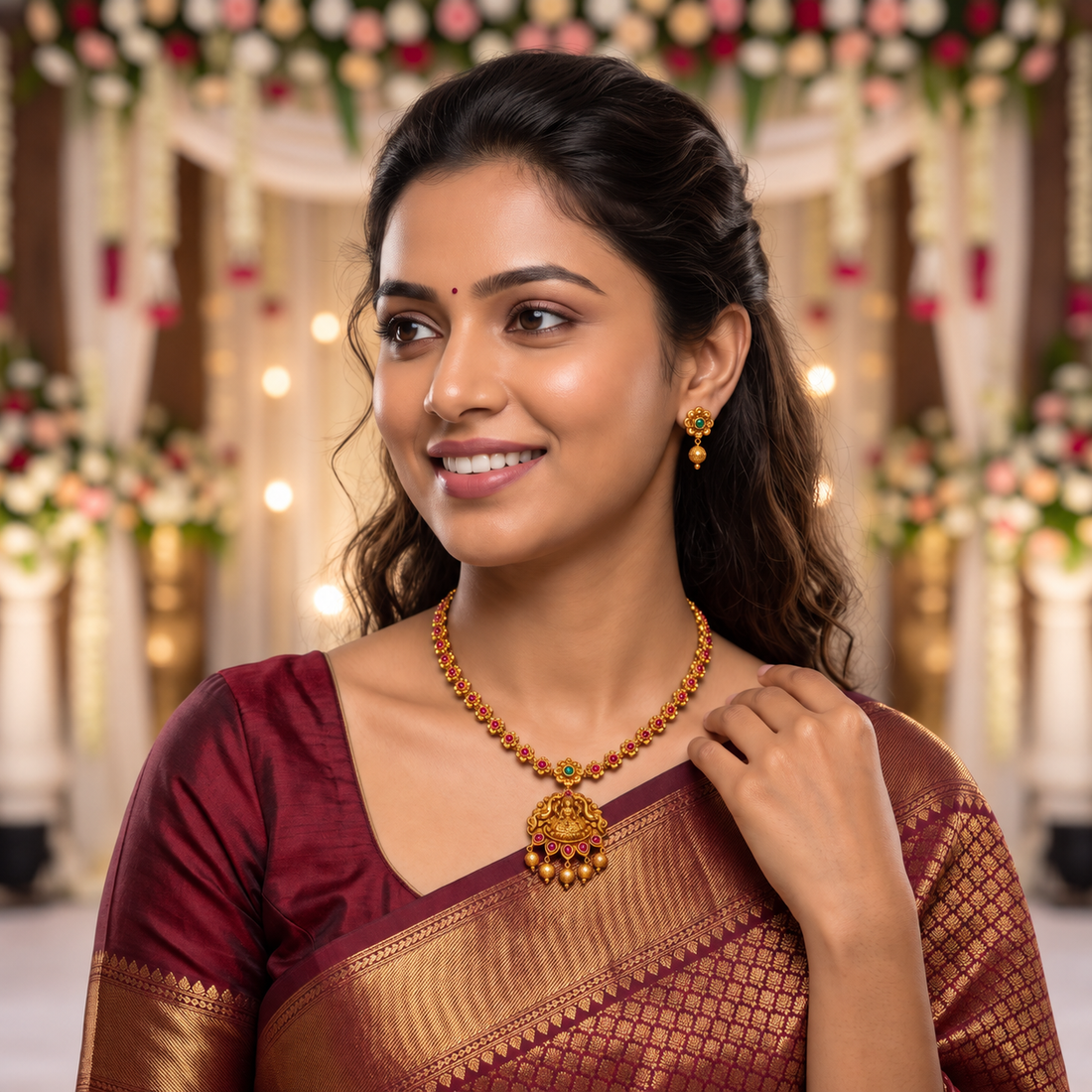 Antique Lakshmi Floral Necklace Set