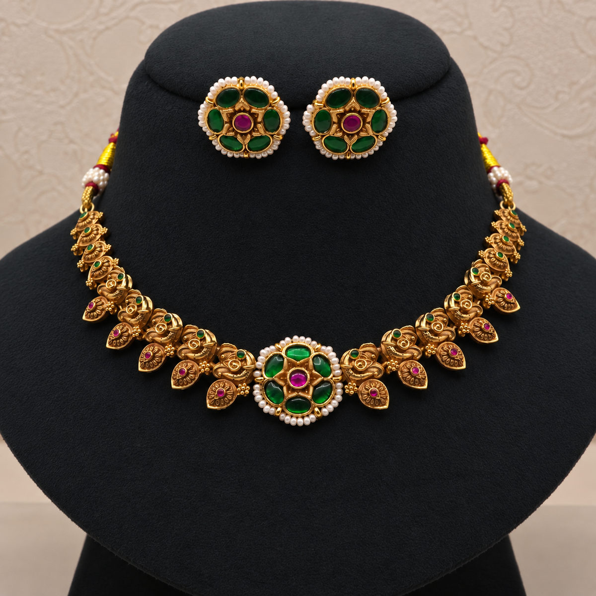Green Floral Temple Set