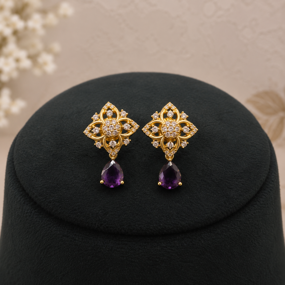 Amethyst Floral Necklace Set