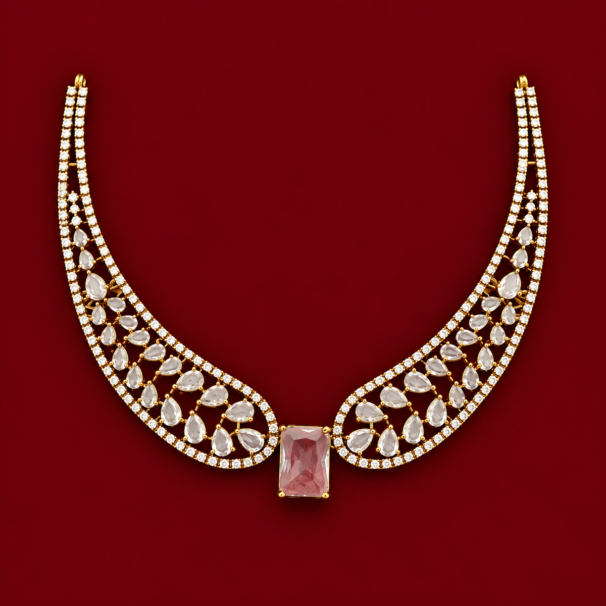 White CZ Choker Necklace Set