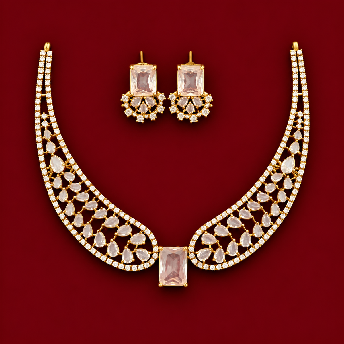 White CZ Choker Necklace Set