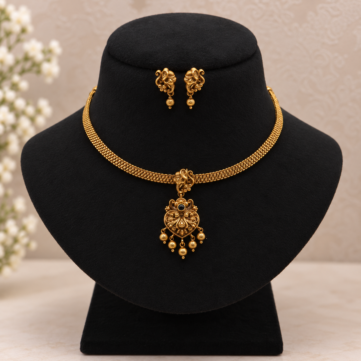 Antique Gold Paisley Choker Set