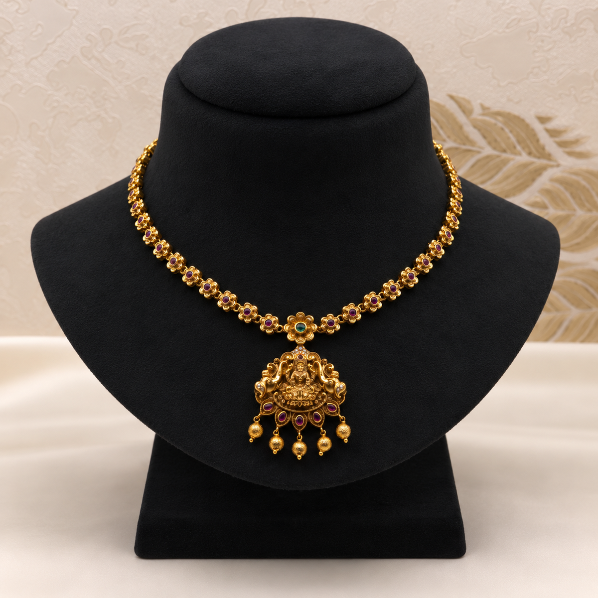 Antique Lakshmi Floral Necklace Set