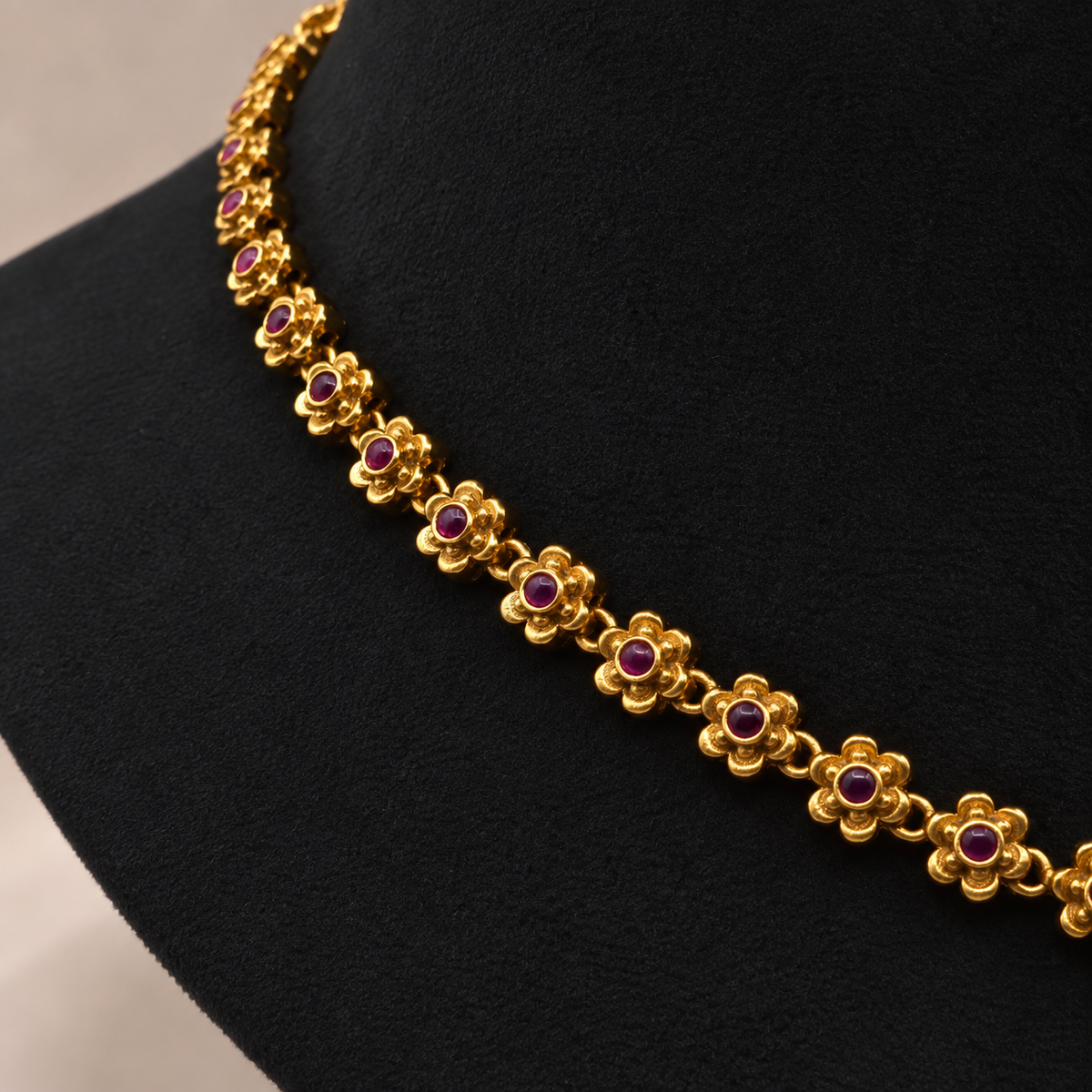Antique Lakshmi Floral Necklace Set