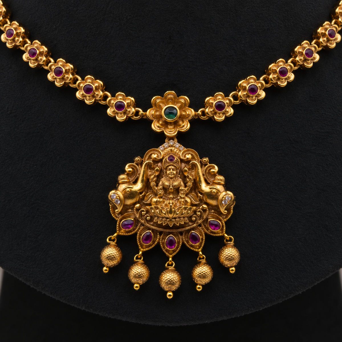 Antique Lakshmi Floral Necklace Set