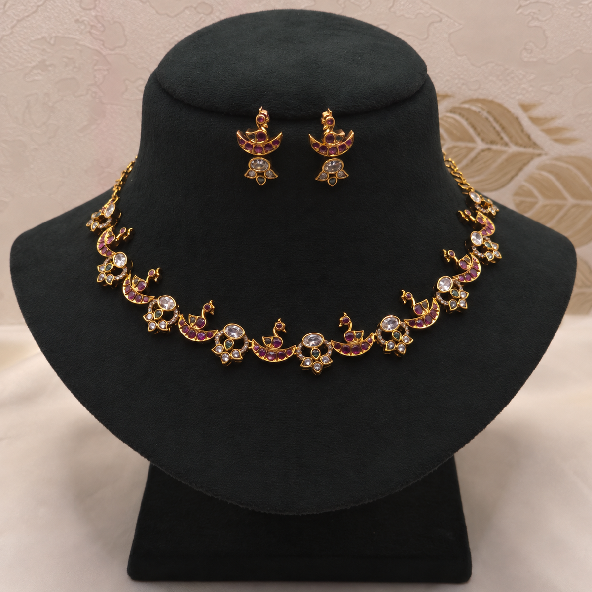 Peacock Floral Necklace Set