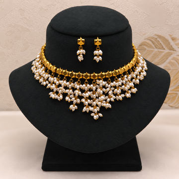 Pearl Cascade Gold Choker Set