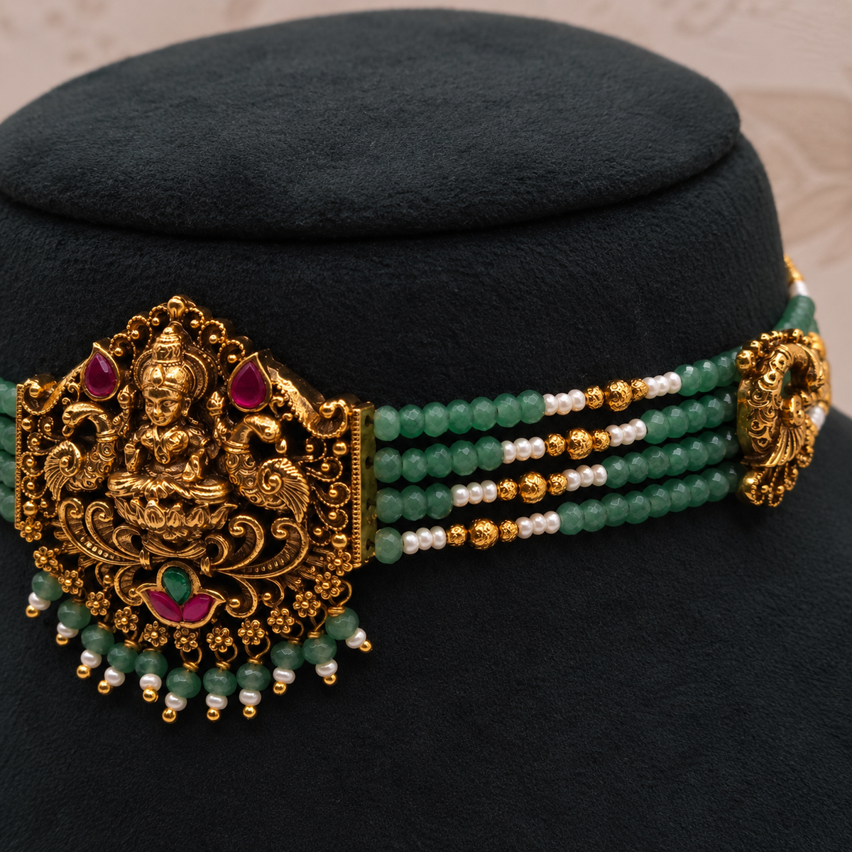 Lakshmi Green Pearl Choker