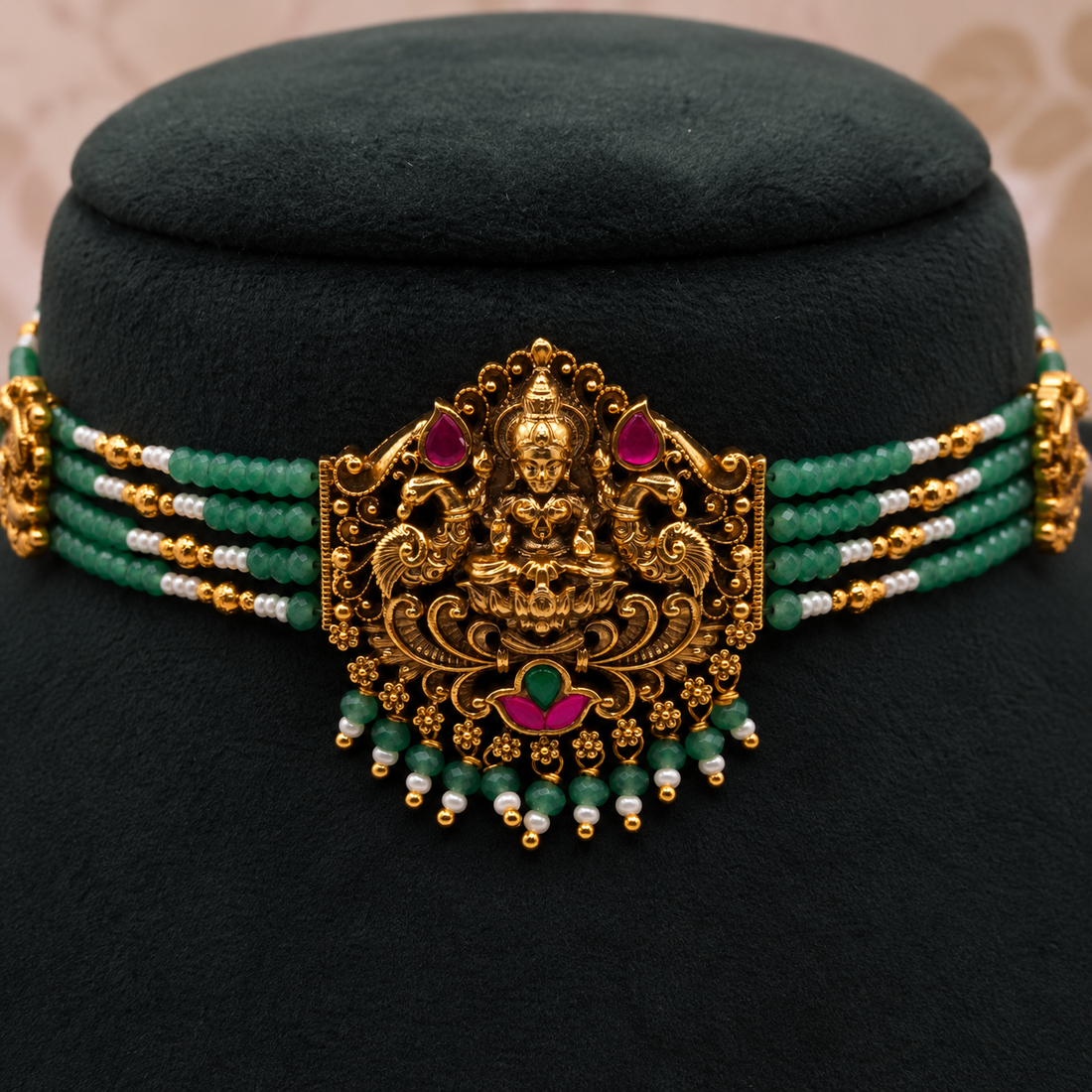 Lakshmi Green Pearl Choker