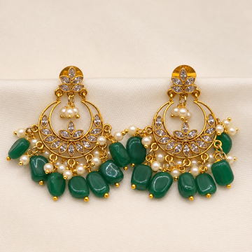 Green Pearl Chandbali Earrings