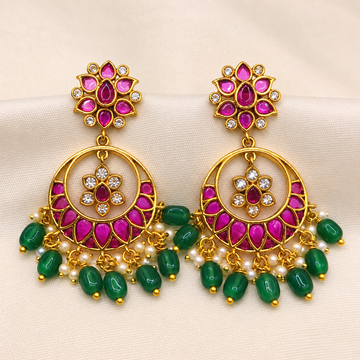 Ruby Green Chandbali Earrings