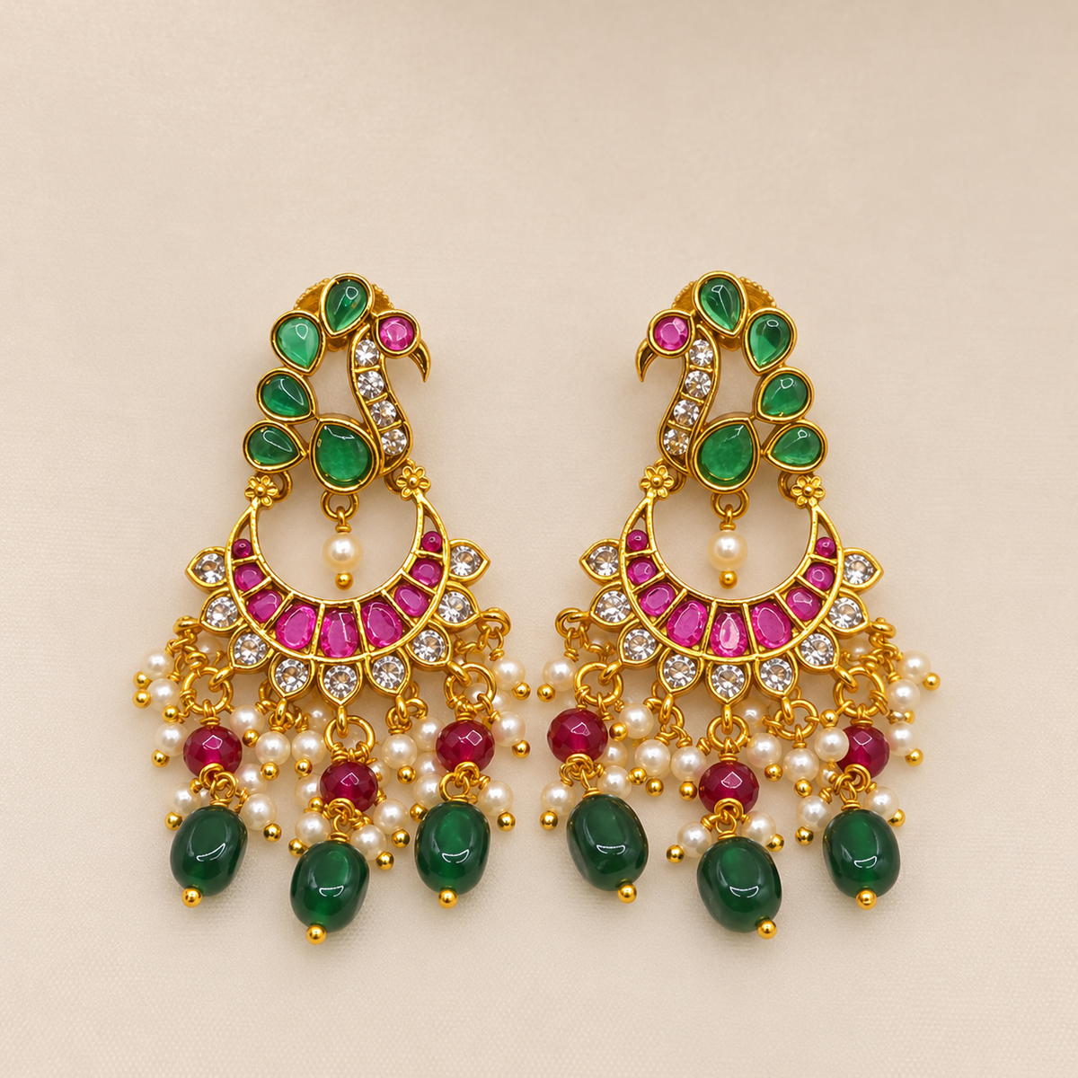 Emerald Ruby Chandbali Earrings