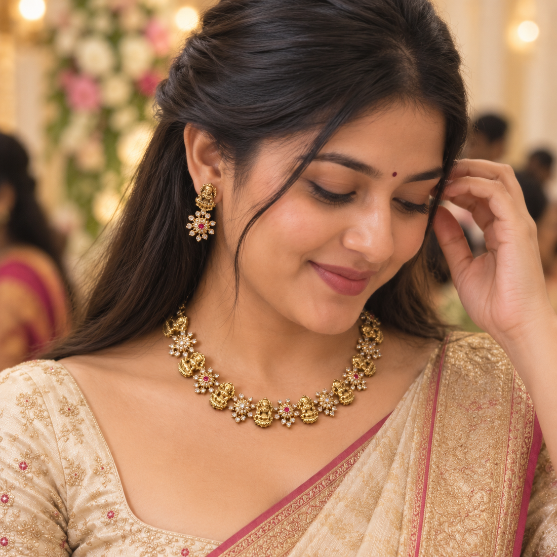 Lakshmi Floral Necklace Set