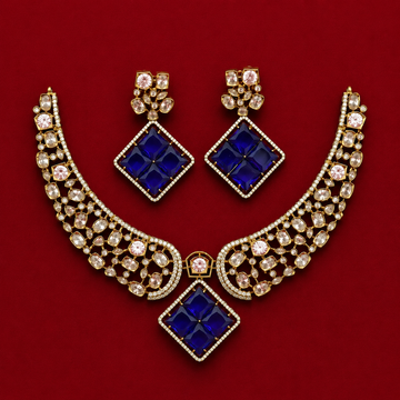 Purple Geometric CZ Necklace Set
