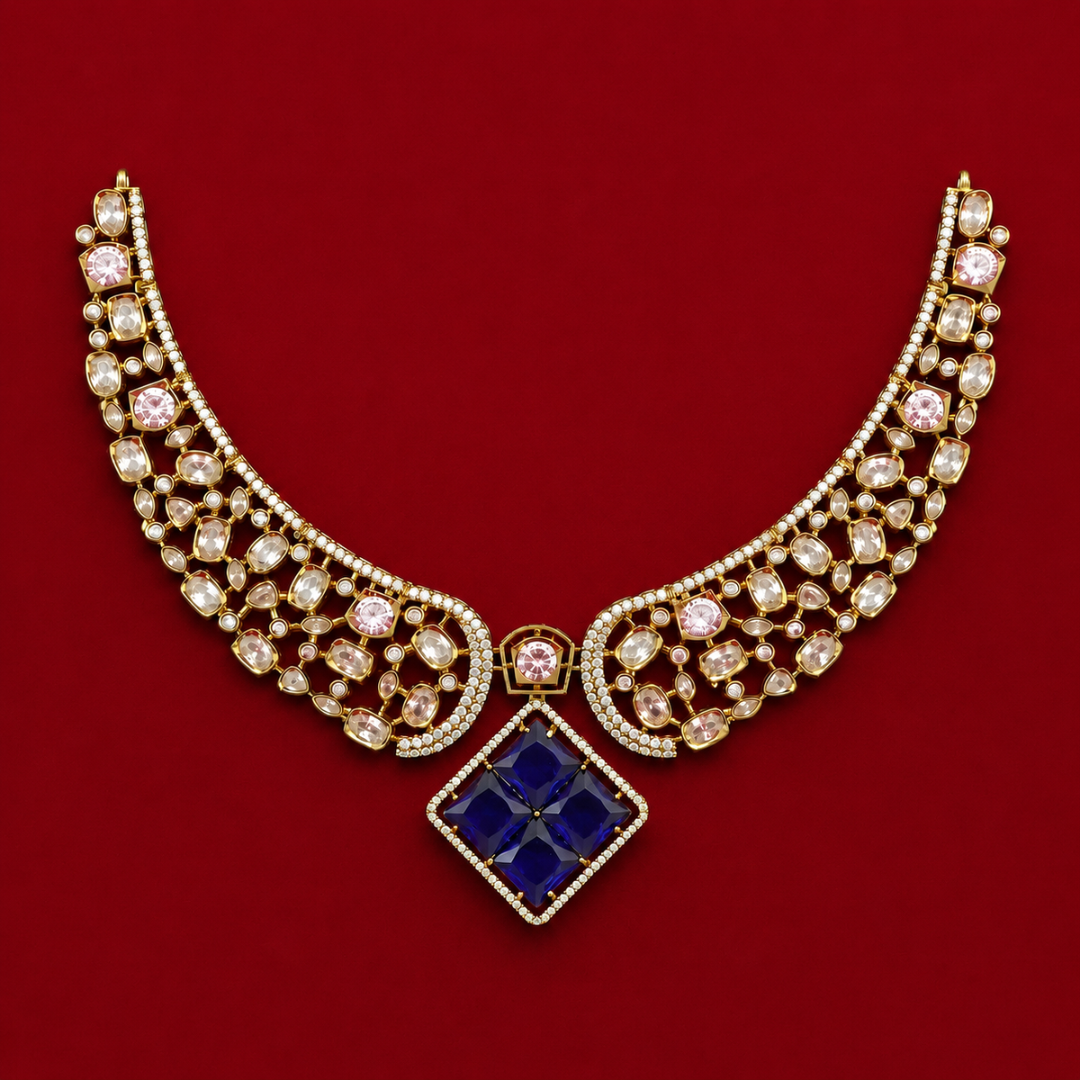 Purple Geometric CZ Necklace Set