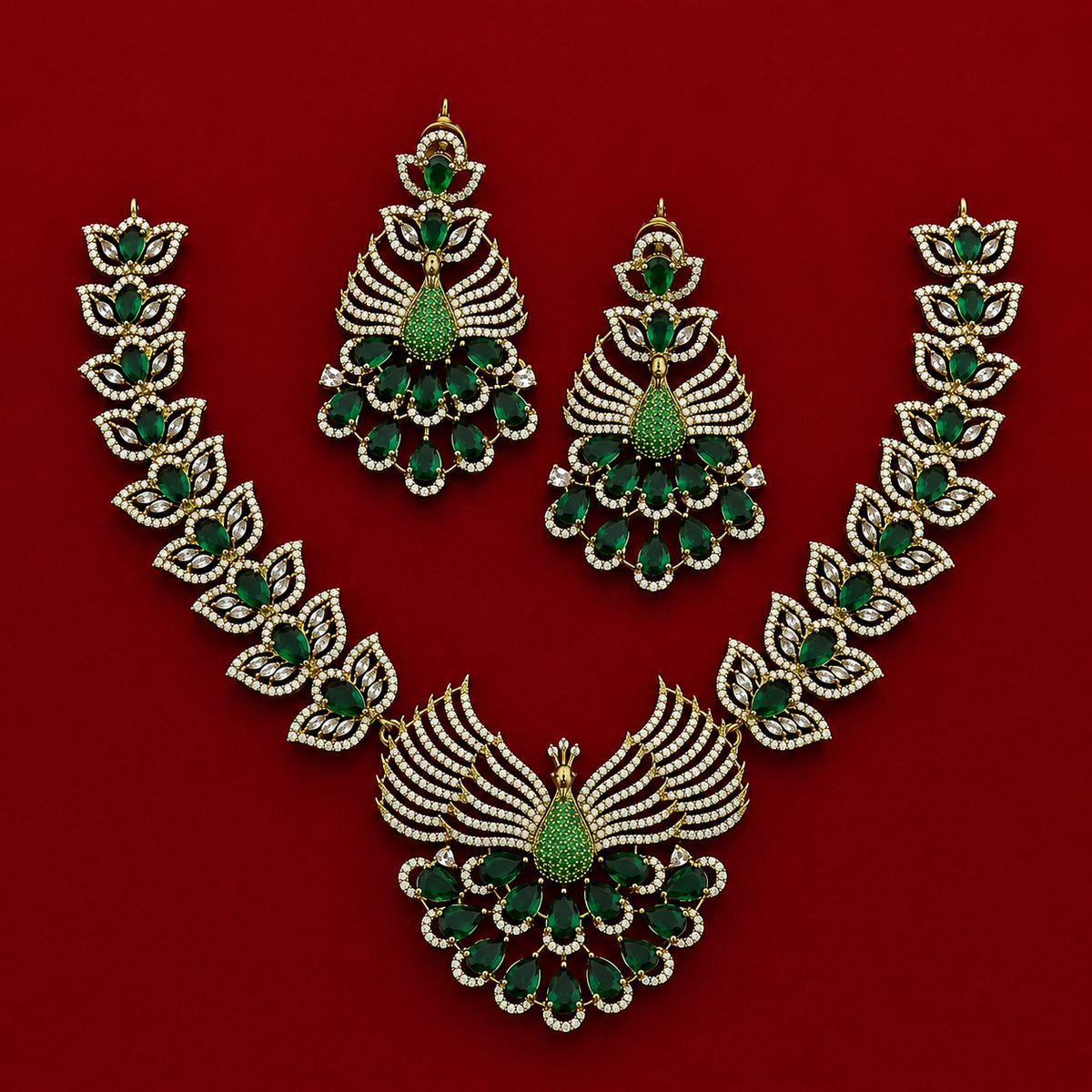 Peacock Green CZ Jewellery Set