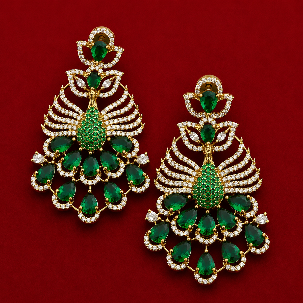 Peacock Green CZ Jewellery Set