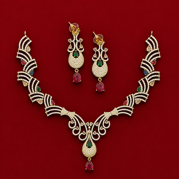 Elegant Ruby Green CZ Necklace Set