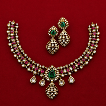 Emerald Ruby Kundan Necklace Set
