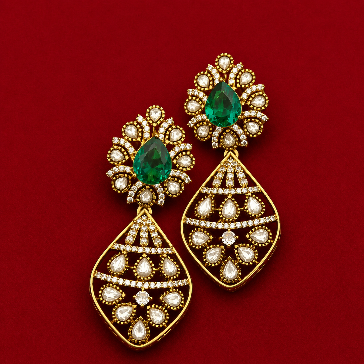 Emerald Ruby Kundan Necklace Set