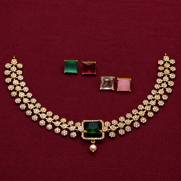 Emerald Floral CZ Necklace Set