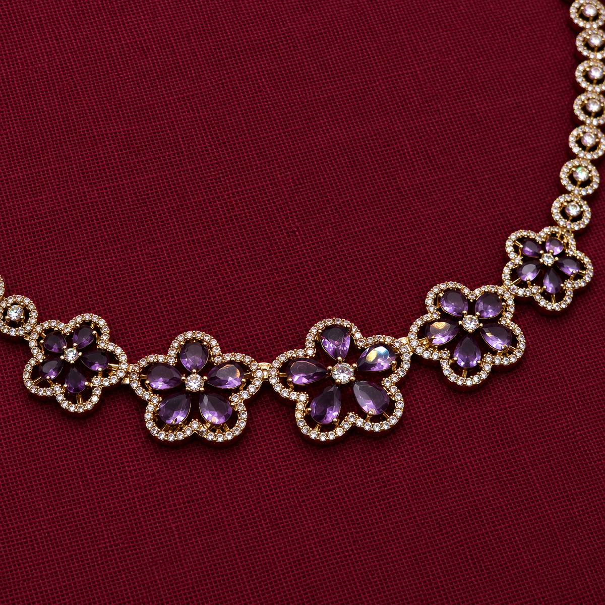 Amethyst Floral Fusion AD Necklace