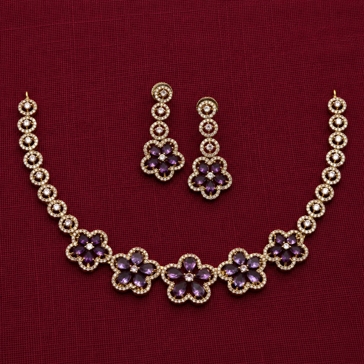 Amethyst Floral Fusion AD Necklace