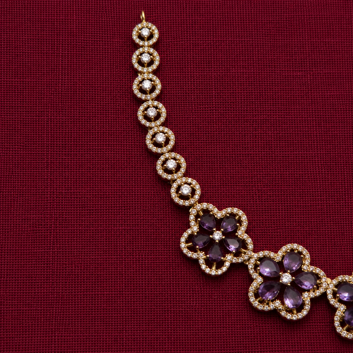 Amethyst Floral Fusion AD Necklace