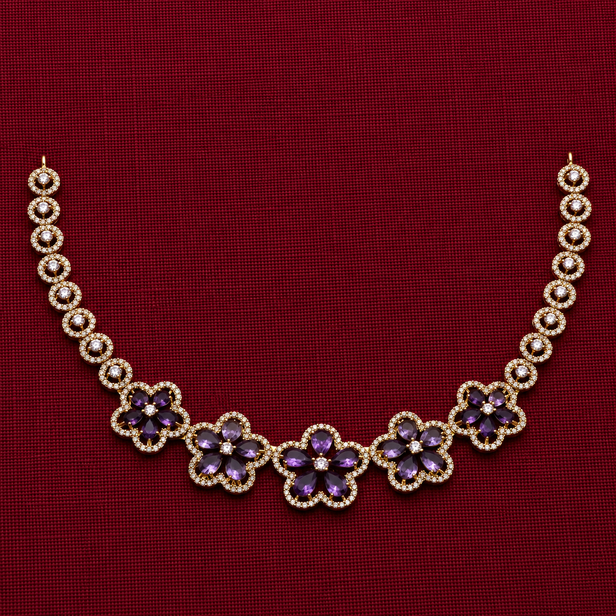 Amethyst Floral Fusion AD Necklace