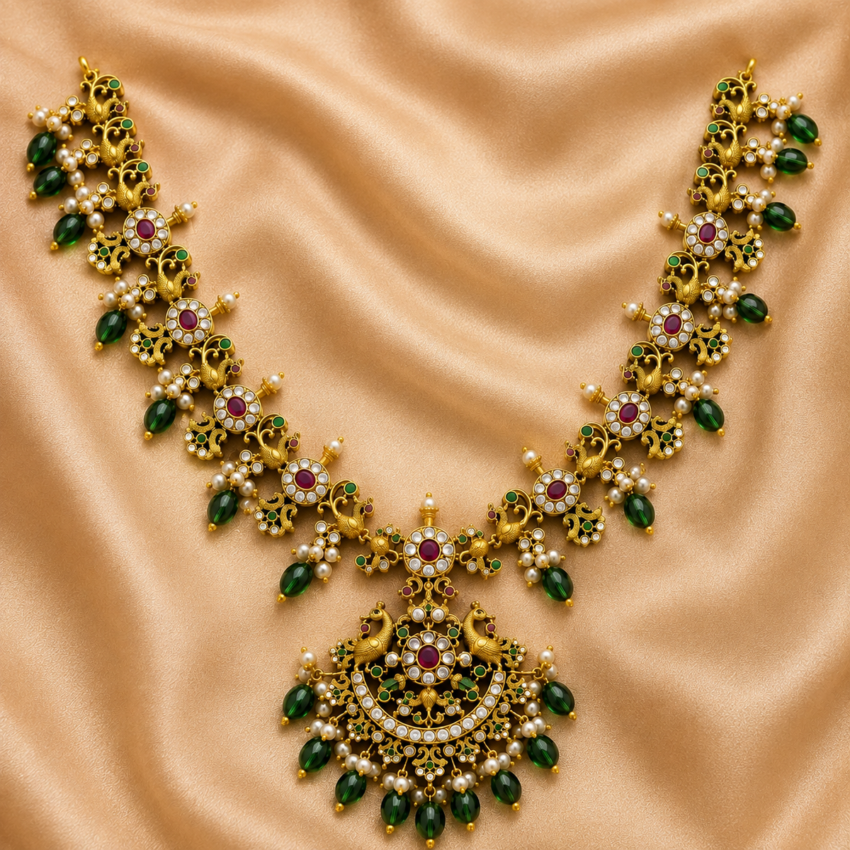 Peacock Kemp Green Necklace Set
