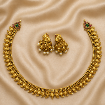 Peacock Paisley Necklace set with Jhumkas