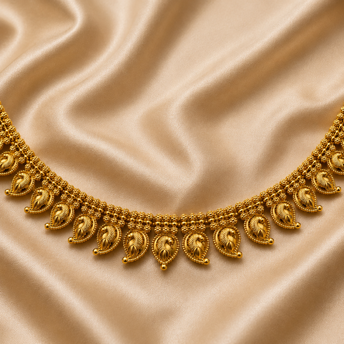 Peacock Paisley Necklace set with Jhumkas