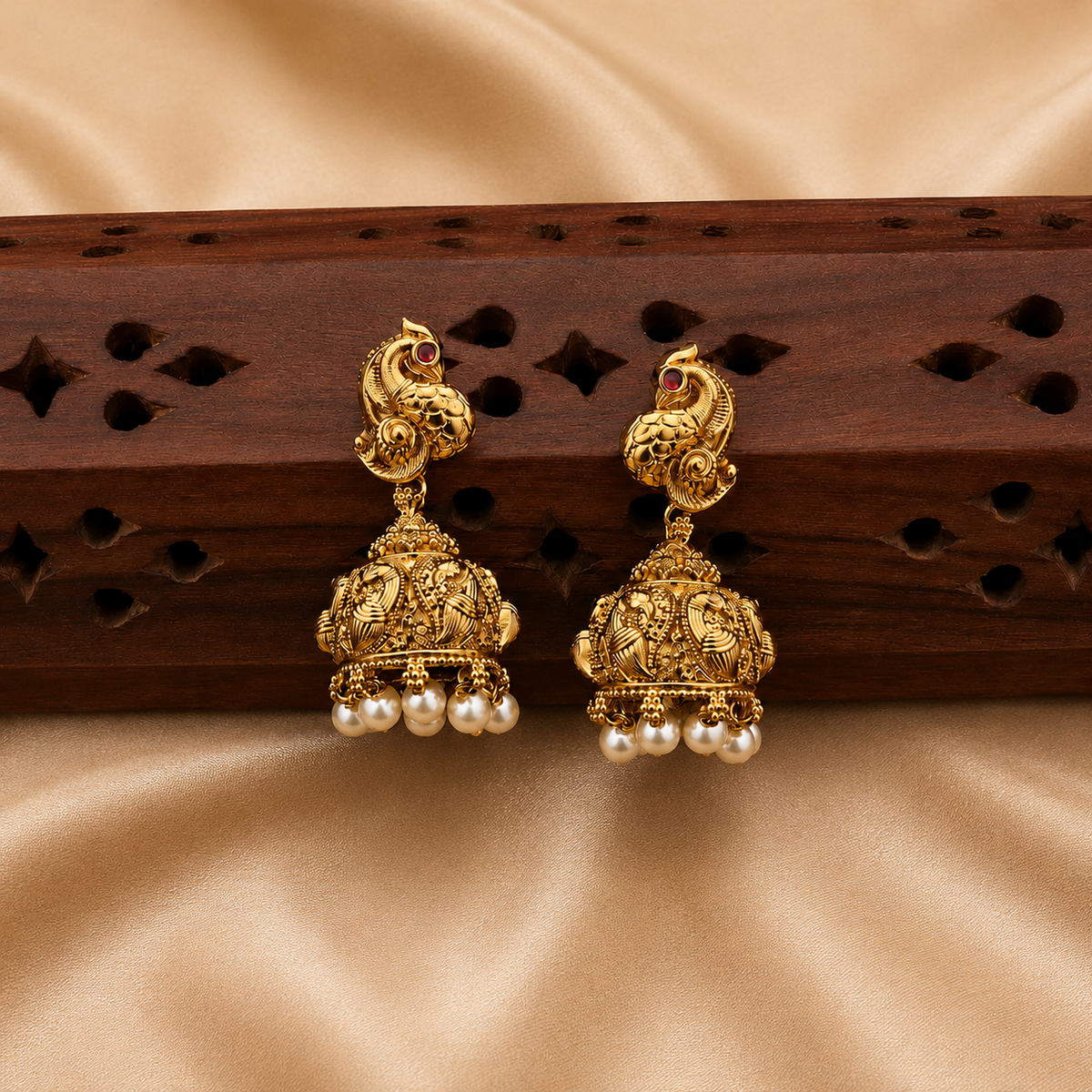 Peacock Paisley Necklace set with Jhumkas