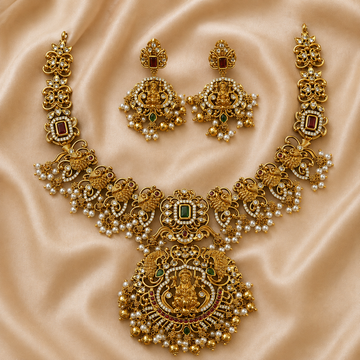Lakshmi Peacock Antique Temple Necklace Set