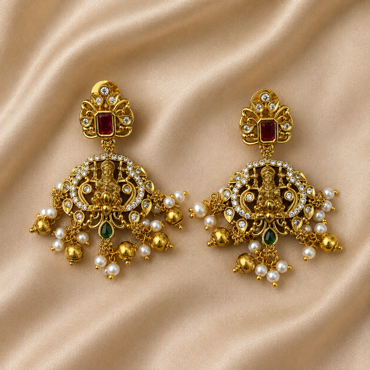 Lakshmi Peacock Antique Temple Necklace Set